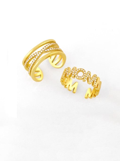 CC Brass Cubic Zirconia Letter Vintage Band Ring 0