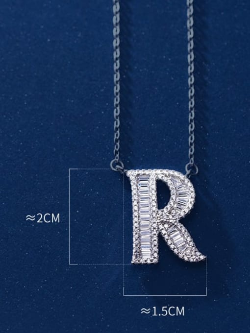 Letter R 925 Sterling Silver Simple Fashion full diamond letters pendant  Necklace