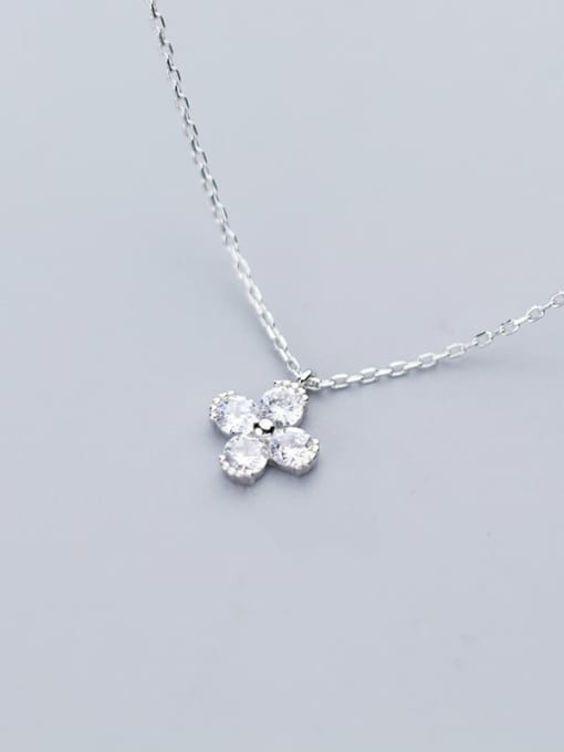 Rosh 925 Sterling Silver Minimalist Cubic Zirconia  Flower  Necklace 3