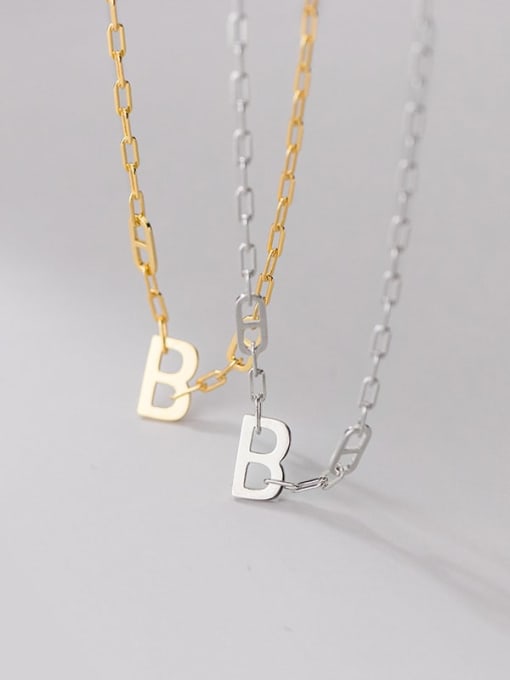 Rosh 925 Sterling Silver Letter Minimalist Hollow Chain Necklace