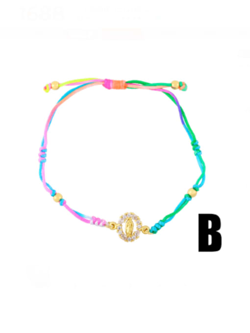 B (virgin) Brass Cubic Zirconia Weave Hip Hop Adjustable Bracelet