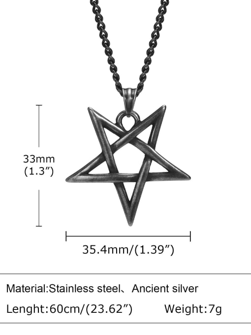 CONG Stainless steel Pentagram Hip Hop Necklace 2