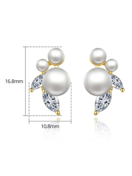 BLING SU Brass Imitation Pearl Irregular Minimalist Stud Earring 2