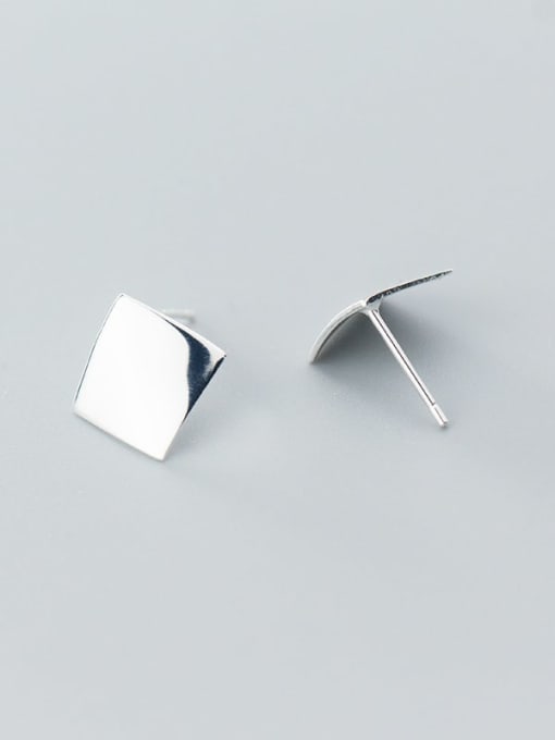Rosh 925 Sterling Silver Smooth Geometric Minimalist Stud Earring 2