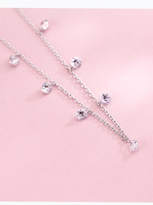 Rosh 925 Sterling Silver Fashion personality white diamond tassel  Necklace 2