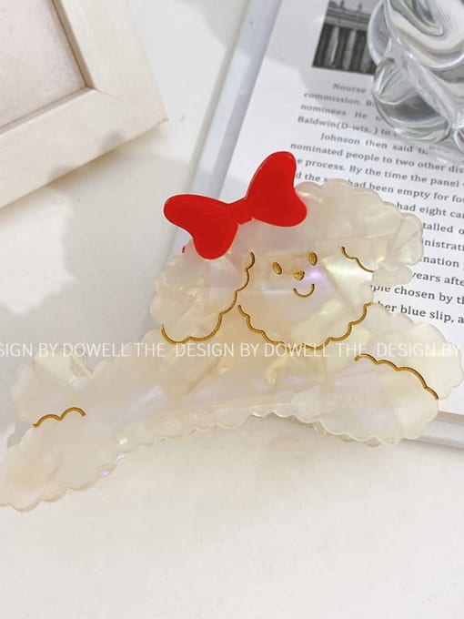 Colorful white 10.5cm Cellulose Acetate Trend Dog Alloy Jaw Hair Claw