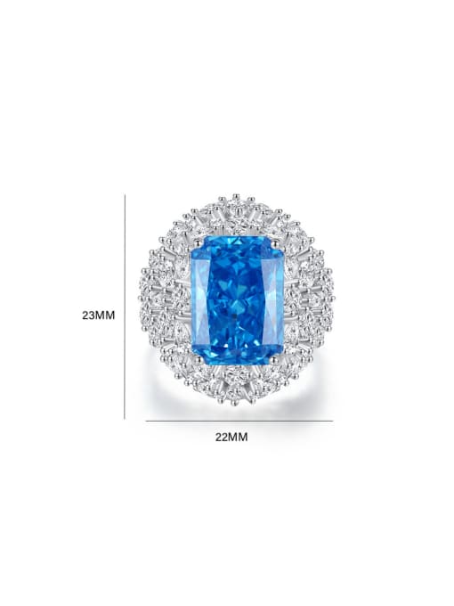 BC-Swarovski Elements 925 Sterling Silver High Carbon Diamond Geometric Luxury Cocktail Ring 2