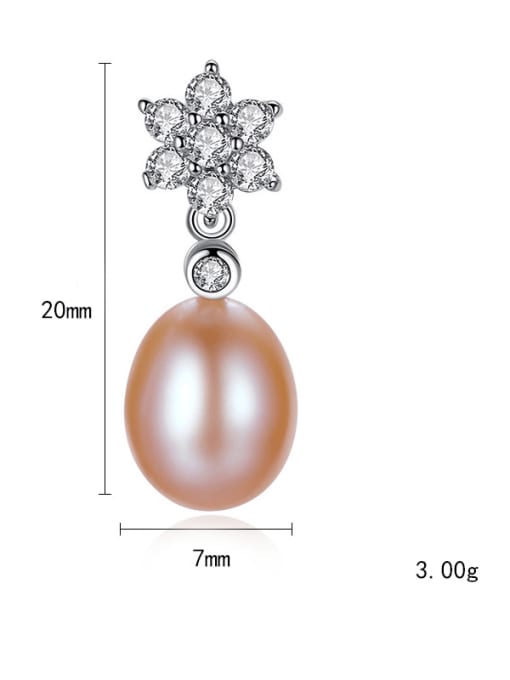 CCUI 925 Sterling Silver Freshwater Pearl  Artificial zircon Flowers earrings 4