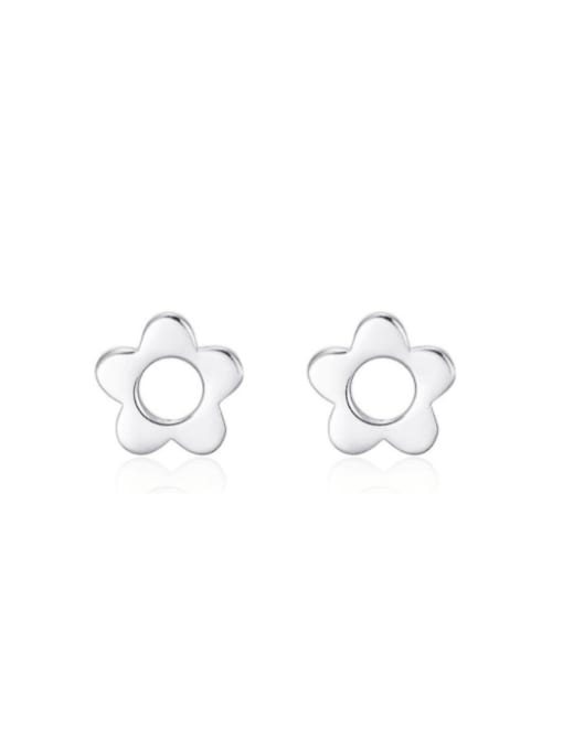 Boomer Cat 925 Sterling Silver With Platinum Plated Simplistic Hollow Flower Stud Earrings 0