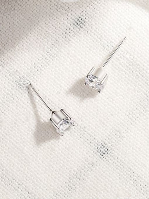 HAHN 925 Sterling Silver Cubic Zirconia Round Minimalist Stud Earring 3