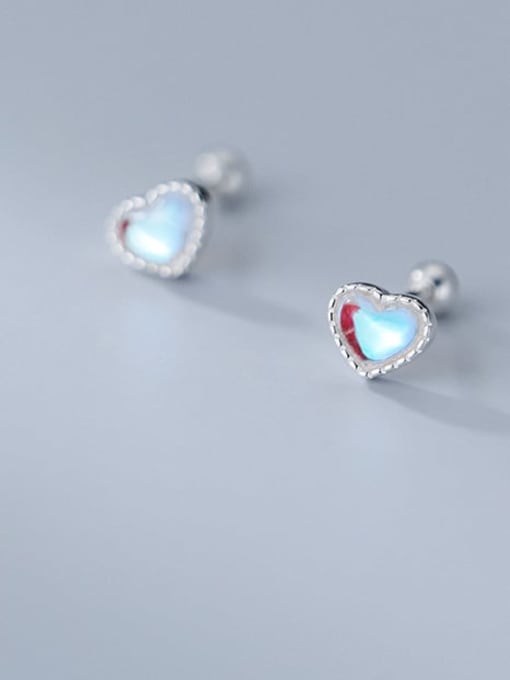 Rosh 925 Sterling Silver Opal Heart Cute Stud Earring 0
