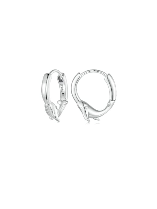 SCE1675 925 Sterling Silver Fish Cute Huggie Earring