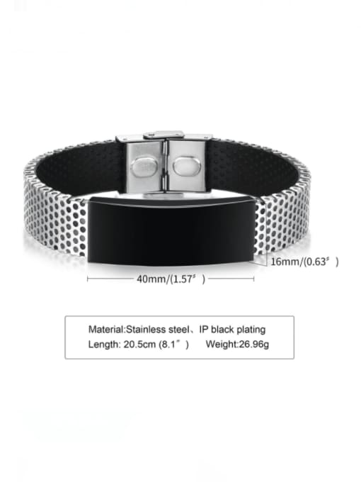 CONG Stainless steel Leather Geometric Hip Hop Bracelet 4