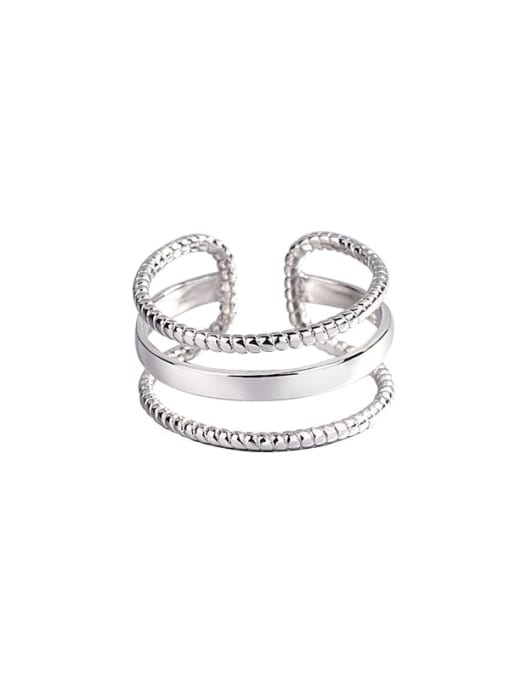 HAHN 925 Sterling Silver Geometric Minimalist Stackable Ring 0