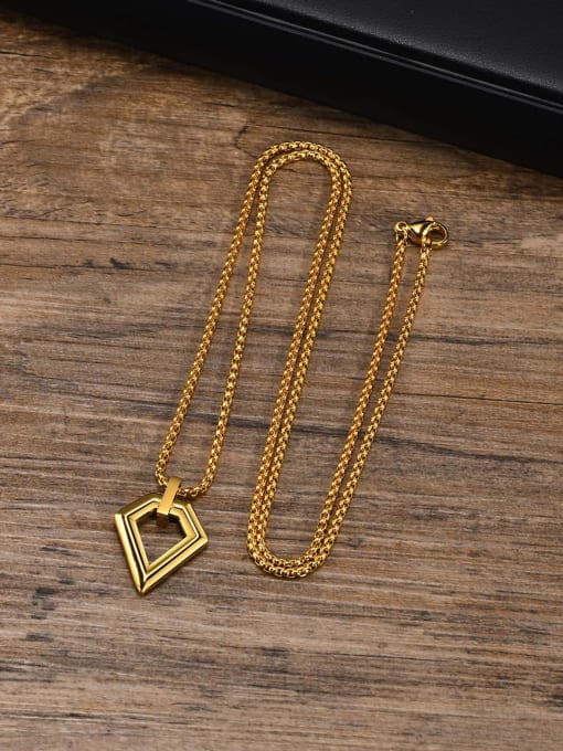 Gold pendant with chain 60cm  PN 1847 Stainless steel Hip Hop Geometric Pendant