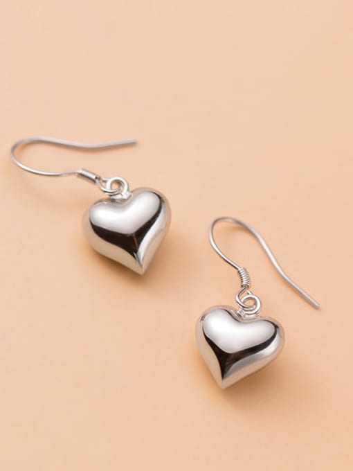 Rosh 925 silver simple smooth Heart Earrings 4