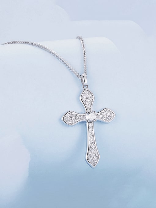 Jare 925 Sterling Silver Cubic Zirconia Cross Dainty Necklace 0