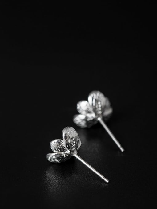 SILVER MI 925 Sterling Silver Flower Cute Stud Earring 2