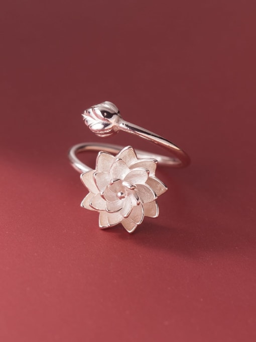 Rosh 925 Sterling Silver Flower Minimalist Band Ring