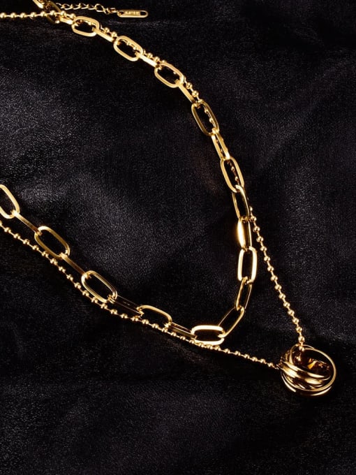 A TEEM Titanium Geometric  Chain Vintage Multi Strand Necklace 3