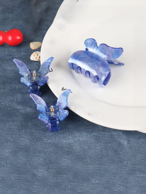 Brilliant blue Small  a Cellulose Acetate Minimalist Butterfly Zinc Alloy Jaw Hair Claw