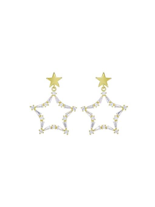 925 silver needle Earrings Alloy Cubic Zirconia Star Dainty Drop Earring