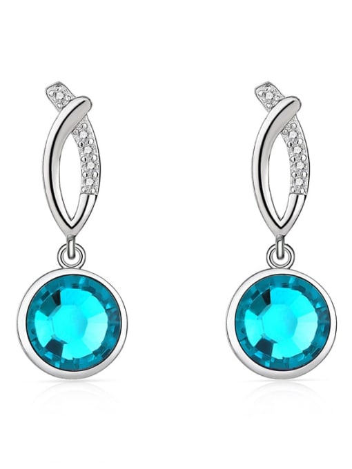 BC-Swarovski Elements 925 Sterling Silver Austrian Crystal Round Classic Drop Earring 4