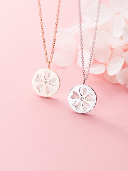 Rosh 925 Sterling Silver Shell Flower Minimalist Necklace 1