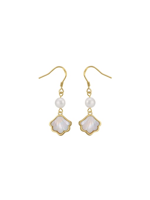 GPE120 14k gold 925 Sterling Silver Imitation Pearl Irregular Trend Hook Earring
