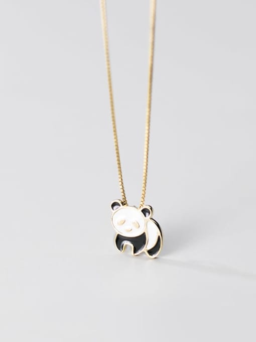 Rosh 925 Sterling Silver Cute panda pendant Necklace 0