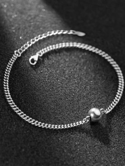 Rosh 925 Sterling Silver  Vintage Bead and Chain Anklet 2
