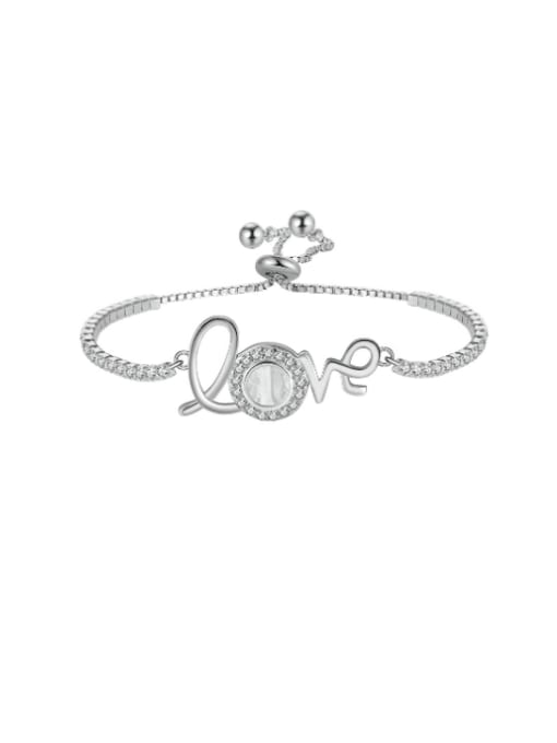 Bracelet, weighing  6.29 925 Sterling Silver Cubic Zirconia Heart Minimalist Adjustable Bracelet