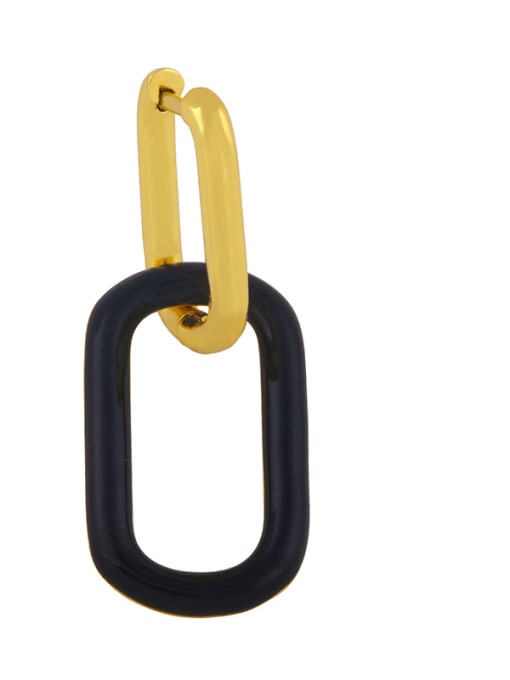 black Brass Enamel Geometric Minimalist Drop Earring