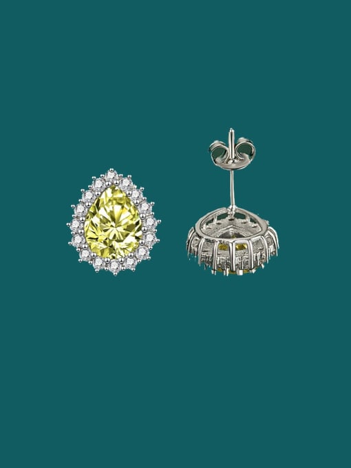 X&S Brass Cubic Zirconia Multi Color Water Drop Dainty Stud Earring 2