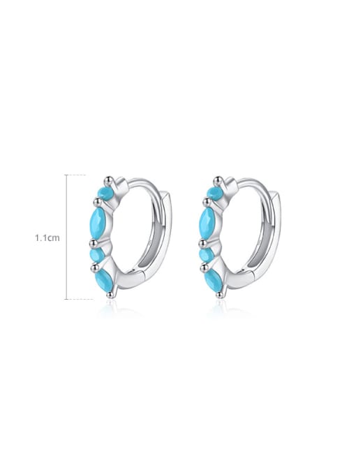 MODN 925 Sterling Silver Turquoise Geometric Dainty Huggie Earring 2