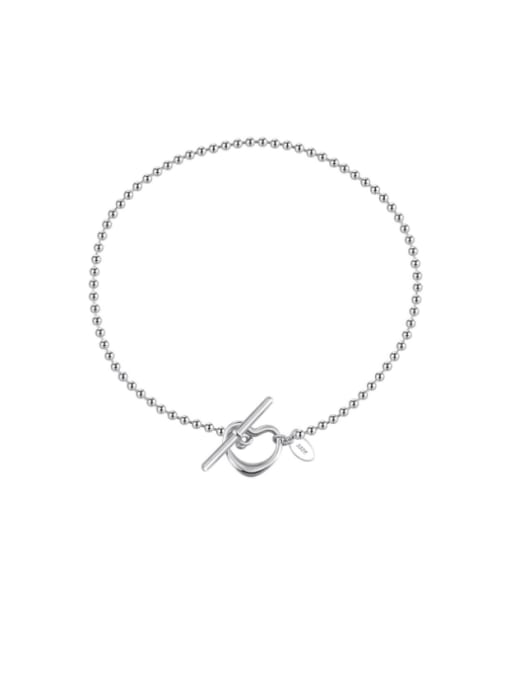 platinum ankle chain, 925 Sterling Silver Heart Minimalist Bead Chain Anklet