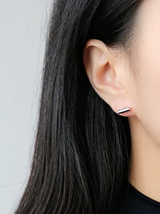 DAKA S925 pure silver simple smooth geometric cylindrical Earrings 1