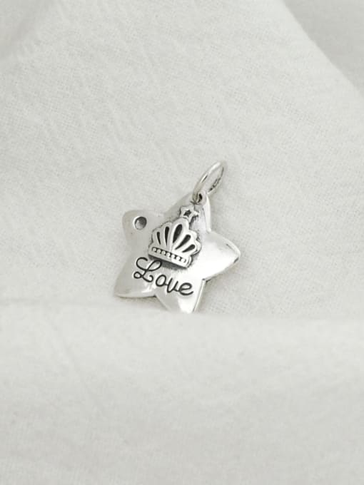 SHUI Vintage Sterling Silver With Minimalist Crown Letters Pendant Diy Accessories 1