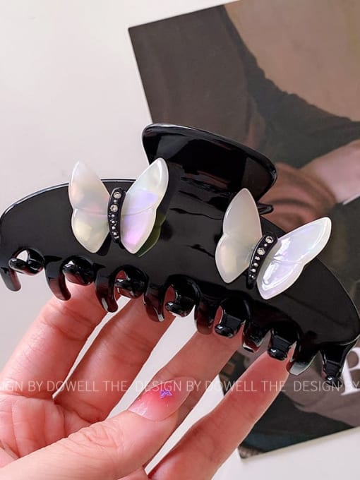 Black 10.3cm Cellulose Acetate Trend Geometric Jaw Hair Claw
