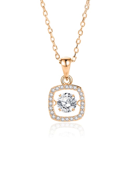 FDTD 038  Rose Gold+White  Zircon 925 Sterling Silver Moissanite Geometric Dainty Necklace