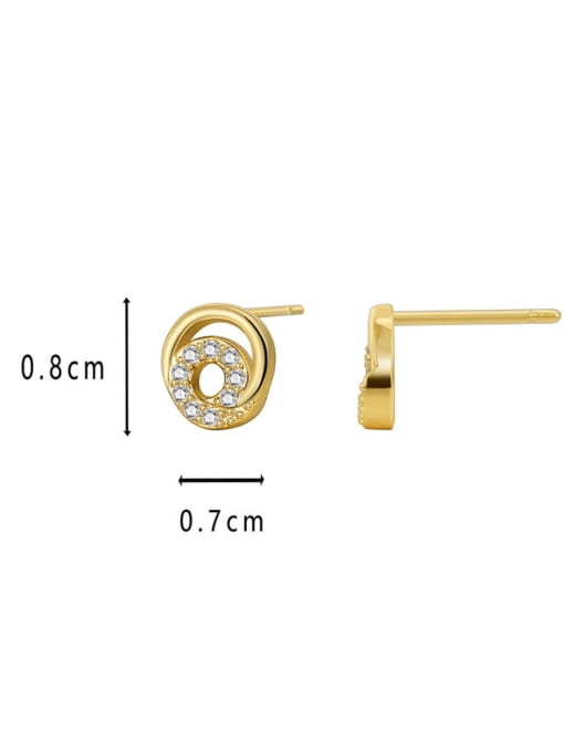 Gold Ring Zircon Earrings Brass Cubic Zirconia Geometric Vintage Stud Earring