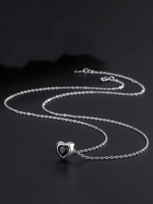 KDP-Silver 925 Sterling Silver Cubic Zirconia Heart Minimalist Necklace 2