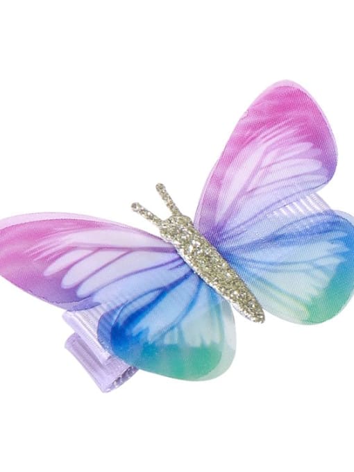 3 Alloy Fabric Cute Butterfly  Multi Color Hair Barrette