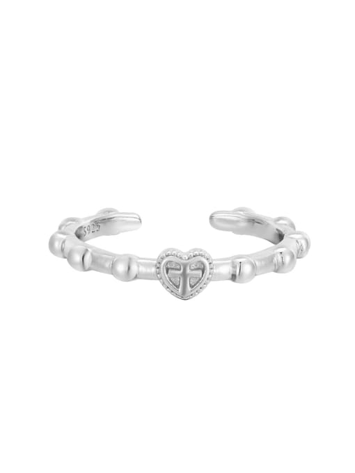Platinum 925 Sterling Silver Heart Minimalist Band Ring