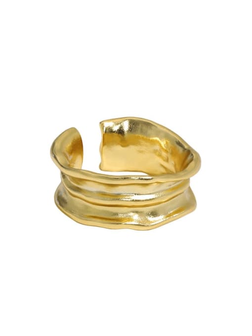 18K Gold 925 Sterling Silver Irregular Vintage Band Ring