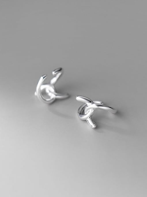 Rosh 925 Sterling Silver Line  Cross Minimalist Clip Earring 3