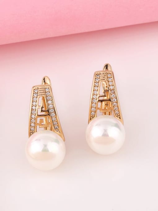 CC Brass Imitation Pearl Geometric Ethnic Stud Earring 3