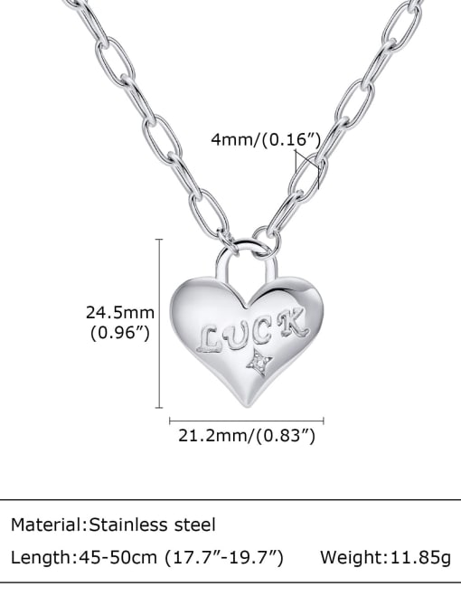 Steel necklace 45 +5cm long Stainless steel Heart Vintage Necklace