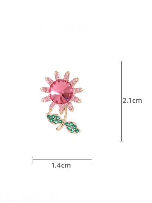 Luxu Brass Glass Stone Flower Minimalist Brooch 3