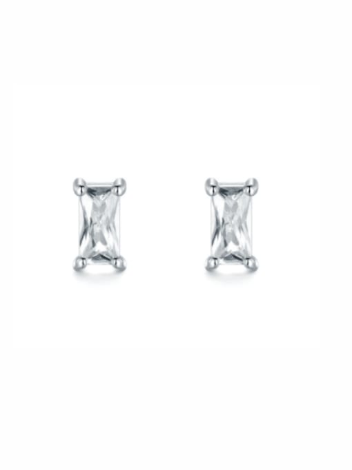 rectangle 925 Sterling Silver Cubic Zirconia Geometric Minimalist Stud Earring